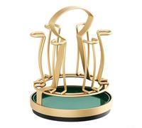 Shophubio Support de rangement pivotant pour verres à vin avec 6 crochets, support rotatif pour comptoir de cuisine, support de rangement vintage en métal pour verres à pied (doré)