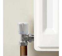 Shophubio Vanne de radiateur thermostatique - Corps en cuivre de 20 mm avec capteur rempli, design angle/droit pour un contrôle précis de la pièce et une économie d'énergie (B)