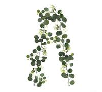 Shophubio Vigne d'eucalyptus de mariage - Guirlande d'eucalyptus artificiel pour décoration d'intérieur, guirlande de faux lierre et alternative à l'eucalyptus séché, 175-180 cm, vert (A)