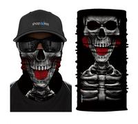 ShopINess Cache-Cou Moto Multifonction Tête de Mort - Tour de Cou Sport Homme Femme, Foulard Bandana Masque Crâne pour Moto, Ski, Randonnée, Halloween (Trois Roses)