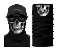 ShopINess Cache-Cou Moto Multifonction Tête de Mort - Tour de Cou Sport Homme Femme, Foulard Bandana Masque Crâne pour Moto, Ski, Randonnée, Halloween