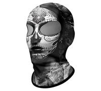 ShopINess Cagoule Deux Trous 3D Tête de Mort pour Femmes pour Moto, Sport, Fêtes, Halloween et Carnaval Crâne (Standard, Lady Sad, Taille unique)