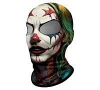 ShopINess Cagoule Deux Trous 3D Tête de Mort pour Femmes pour Moto, Sport, Fêtes, Halloween et Carnaval Crâne (Standard, Lady Clown, Taille unique)