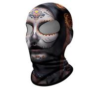 ShopINess Cagoule Deux Trous 3D Tête de Mort pour Femmes pour Moto, Sport, Fêtes, Halloween et Carnaval Crâne (Standard, Lady Sun, Taille unique)