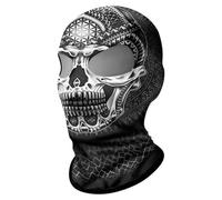 ShopINess Cagoule Passe-Montagne Deux Trous 3D Crâne Unisexe Adulte pour Moto, Sport, Fêtes, Halloween et Carnaval Crâne Mandala