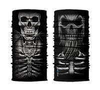 ShopINess Lot de 2 Cache-Cou Foulard Multifonctions Unisexe pour Fêtes Halloween Carnaval, Sport et Activités de Plein Air Tête de Mort Crâne (Fantôme + Vampire)