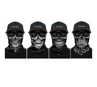 ShopINess Lot de 4 Cache-cou Unisexe Multifonctionnel Foulard Multifonctions Bandana Tubulaire pour Sports, Fêtes, Halloween, Carnaval Style Crâne (Blanc, Vampire, Tatouage, Pirate)