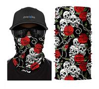 ShopINess Polaire Neck Warmer Cache-Cou Unisexe Echarpe avec Doublure Polaire Coupe-Vent pour Moto Ski Sport et Activités de Plein Air (Crâne Roses)