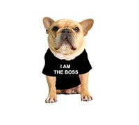 ShopINess T-Shirt pour Chien Chat et Animaux Domestiques avec la Phrase I am The Boss Je suis Le Chef (Noir, M)