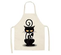 ShopINess Tablier de Cuisine Chat pour Adultes et Enfants pour Barbecues Fêtes et Réunions Familiales en Coton et Lin Lavable en Machine Design Original et Amusant (Chat Fâché, 68x55cm)