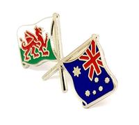 Shopiyal Broche Drapeau de l'amitié au Pays de Galles de l'AUSTRALIE Double Double croisé Double Drapeau National combiné en métal émail
