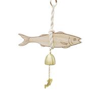 Shopkeepers Bell Door, Wooden Entryway Chime, Rustic Look Decorative Fish Accent, Easy Installation Kit, Entry Alert Bell for Home, Café, Apartment, Studio, Dorm, Room, Living Space, 7.87x1.57 Inches