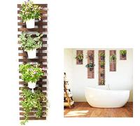 ShopLaLa Jardinière murale en bois à suspendre pour plantes d'intérieur et d'extérieur, jardin vertical, support mural pour plantes grasses, support pour pot de fleurs, cadre de suspension de 120 cm