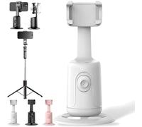 Shoplyhube Smart AI Facial Recognition Phone Tripod, 360° Auto Face Tracking Stand, Remote and Gesture Control, 360 Rotation with Different Sizes, for Live Video Recording Vlog (White,with Tripod)