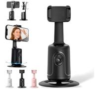 Shoplyhube Smart AI Facial Recognition Phone Tripod, 360° Auto Face Tracking Stand, Remote and Gesture Control, 360 Rotation with Different Sizes, for Live Video Recording Vlog (Black,Without Tripod)