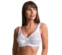 ShopMCR Soutien-gorge sans armature en dentelle non rembourré pour femme - Contrôle ferme - Soutien-gorge doux à couverture complète avec bretelles réglables - Soutien-gorge quotidien, blanc, 95D