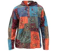 Shopoholic Fashion Capuche Délavé Patchwork Bloqué Grand-Père Hippie Chemise - Mix, Multicolore, 3XL