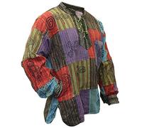 SHOPOHOLIC FASHION Chemise Hippie délavée pour Homme, Multicolore, 4XL