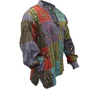 SHOPOHOLIC FASHION Chemise Hippie en Patchwork délavé pour Homme, Multicolore, XXL