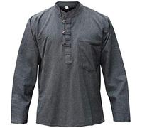 SHOPOHOLIC FASHION Chemises de Grand-Père Hippie en Tissu de Chanvre uni pour Homme, Gris, 3XL