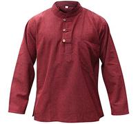 SHOPOHOLIC FASHION Chemises de Grand-Père Hippie en Tissu de Chanvre uni pour Homme, Marron, L