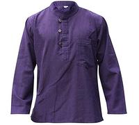 SHOPOHOLIC FASHION Chemises de Grand-Père Hippie en Tissu de Chanvre uni pour Homme, Violet, 4XL