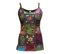 SHOPOHOLIC FASHION Débardeur d'été pour Femmes Patchwork Délavé Coupe Boho Festiva, Multi-Coloré, 3XL