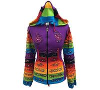 SHOPOHOLIC FASHION Femme Arc-en-Ciel à Manches Fleur Patch Capuche - Pourpre, XL