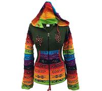 SHOPOHOLIC FASHION Femme Arc-en-Ciel à Manches Fleur Patch Capuche - Vert, XXL