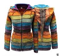 SHOPOHOLIC FASHION Femme Délavé à la Pierre Côtelée Arc-en-Ciel Sweat à Capuche, L