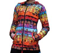 SHOPOHOLIC FASHION Femme Imprimé Chouette Pixie Capuche Arc-en-Ciel Rayé Hippie Veste - Multicolore, M