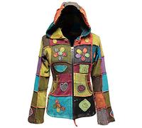SHOPOHOLIC FASHION Femme Love Peace Patchwork Hippie Veste à Capuche - Multi, 3XL