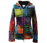 SHOPOHOLIC FASHION Femme Multicolore Henné Main Bout Pointu Capuche Décoloré Hippie Veste - Multicolore, XXX-Large