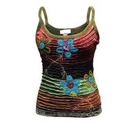 SHOPOHOLIC FASHION Femme Rasoir Coupe 100% Coton Hippie Débardeur - Fleur Razercut, M