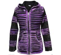 Shopoholic Fashion Femmes Délavé Lacérés Rasoir Coupe Capuche - Pourpre, XXL
