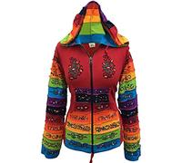 SHOPOHOLIC FASHION Femmes Rainbow à Manches Fleur Patch Capuche - Rouge, Small