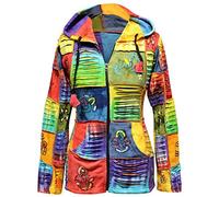 SHOPOHOLIC FASHION Femmes Vif Découpé Patchwork Hippie Capuche - Multi, L
