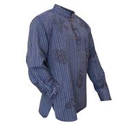 SHOPOHOLIC FASHION Grand-père Hippie Unisexe à Rayures légères délavées à la Pierre, Blue, XL