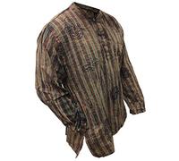 SHOPOHOLIC FASHION Grand-père Hippie Unisexe à Rayures légères délavées à la Pierre, Green, 4XL