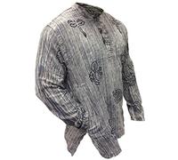 Shopoholic Fashion Grand-père Hippie Unisexe à Rayures légères délavées à la Pierre, L.Grey, 3XL