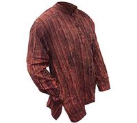 SHOPOHOLIC FASHION Grand-père Hippie Unisexe à Rayures légères délavées à la Pierre, Maroon, M