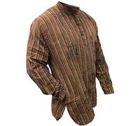 SHOPOHOLIC FASHION Grand-père Hippie Unisexe à Rayures légères délavées à la Pierre, Orange, 3XL