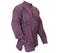 SHOPOHOLIC FASHION Grand-père Hippie Unisexe à Rayures légères délavées à la Pierre, Purple, L