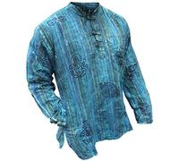 SHOPOHOLIC FASHION Grand-père Hippie Unisexe à Rayures légères délavées à la Pierre, Turquoise, 4XL