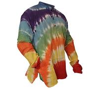 SHOPOHOLIC FASHION Homme Femme marbre TIE&Dye Hippie Chemise Grand-père - Rainbow Colorant, Large