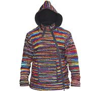 Shopoholic Fashion Hommes Col croisé Sweat à Capuche Tie Dye Multicolore Laine Hippie Veste, Noir, M