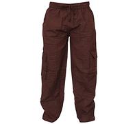SHOPOHOLIC FASHION Hommes Uni Chanvre Hippie Pantalon Combat, (Brun, M)