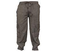 SHOPOHOLIC FASHION Hommes Uni Chanvre Hippie Pantalon Combat, (Gris Foncé, XXL)