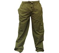 SHOPOHOLIC FASHION Hommes Uni Chanvre Hippie Pantalon Combat, (Vert, S)