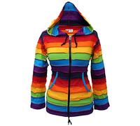 SHOPOHOLIC FASHION Long Lutin à Capuche Rayure Arc-en-Ciel Coloré Veste, Bohème Hippie Capuche - Arc en Ciel, XL